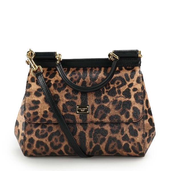 Dolce Gabbana - Leopard Print Leather Small Sicily Bag 